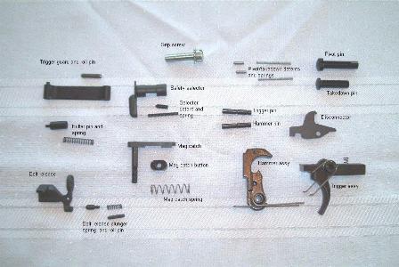 Here is the parts list that comes with a lower parts kit.